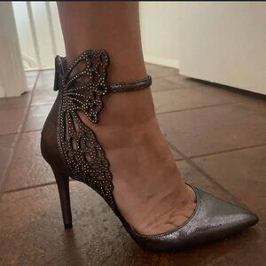 Jessica Simpson butterfly heels sz 9 grey mettallic